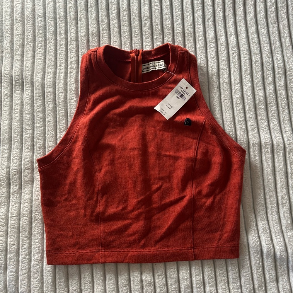 Abercrombie & Fitch top | burnt red orange halter top back zipper size S
